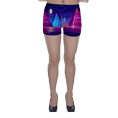 Egyptian-pyramids-night-landscape-cartoon Skinny Shorts by Salman4z