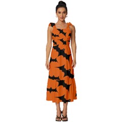 Halloween-card-with-bats-flying-pattern Tie-strap Tiered Midi Chiffon Dress by Salman4z