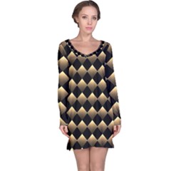 Golden Chess Board Background Long Sleeve Nightdress by pakminggu