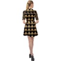 Golden Chess Board Background Belted Shirt Dress View2