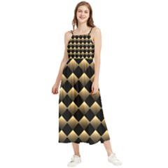 Golden Chess Board Background Boho Sleeveless Summer Dress by pakminggu