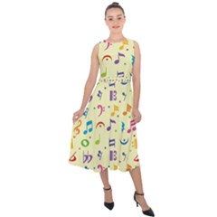 Seamless-pattern-musical-note-doodle-symbol Midi Tie-back Chiffon Dress by Salman4z