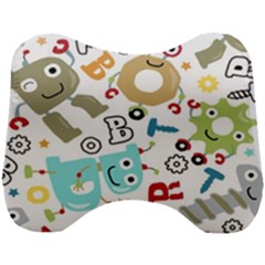 Seamless-pattern-vector-with-funny-robots-cartoon Head Support Cushion by Salman4z