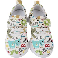 Seamless-pattern-vector-with-funny-robots-cartoon Kids  Velcro Strap Shoes by Salman4z