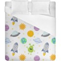 Seamless-pattern-cartoon-space-planets-isolated-white-background Duvet Cover (California King Size) View1