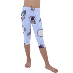 Seamless-pattern-with-space-theme Kids  Lightweight Velour Capri Leggings  by Salman4z