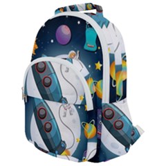 Spaceship-astronaut-space Rounded Multi Pocket Backpack by Salman4z