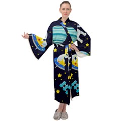 Space-seamless-pattern   - Maxi Velvet Kimono by Salman4z