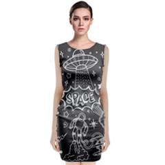 Vector-flat-space-design-background-with-text Classic Sleeveless Midi Dress by Salman4z