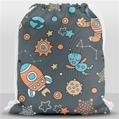 Space-seamless-pattern Drawstring Bag (large) by Salman4z