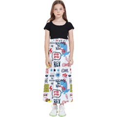 Monster-cool-seamless-pattern Kids  Flared Maxi Skirt by Salman4z