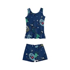 Monster-alien-pattern-seamless-background Kids  Boyleg Swimsuit by Salman4z