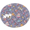 Outer-space-seamless-background Wooden Puzzle Round View3