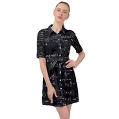 Mathematical-seamless-pattern-with-geometric-shapes-formulas Belted Shirt Dress by Salman4z