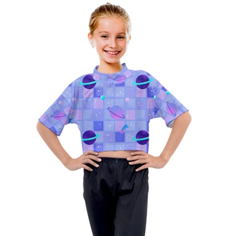 Seamless-pattern-pastel-galaxy-future Kids Mock Neck Tee by Salman4z