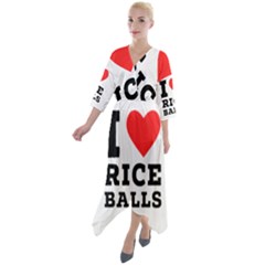 I Love Rice Balls Quarter Sleeve Wrap Front Maxi Dress by ilovewhateva