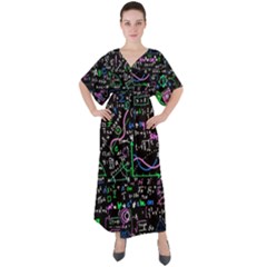 Math-linear-mathematics-education-circle-background V-neck Boho Style Maxi Dress by Salman4z