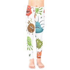 Dangerous-streptococcus-lactobacillus-staphylococcus-others-microbes-cartoon-style-vector-seamless Kids  Leggings by Salman4z