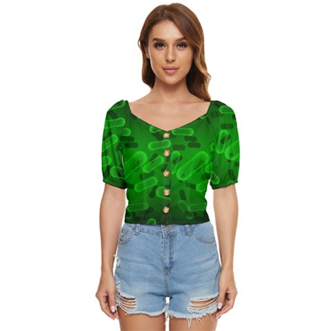 Green-rod-shaped-bacteria Button Up Blouse by Salman4z