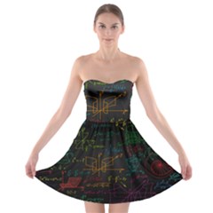 Mathematical-colorful-formulas-drawn-by-hand-black-chalkboard Strapless Bra Top Dress by Salman4z