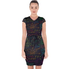 Mathematical-colorful-formulas-drawn-by-hand-black-chalkboard Capsleeve Drawstring Dress  by Salman4z