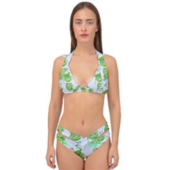 Cute-green-frogs-seamless-pattern Double Strap Halter Bikini Set by Salman4z