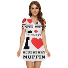 I Love Blueberry Muffin V-neck High Waist Chiffon Mini Dress by ilovewhateva