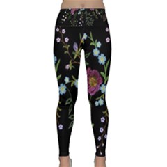 Embroidery-trend-floral-pattern-small-branches-herb-rose Lightweight Velour Classic Yoga Leggings by Salman4z