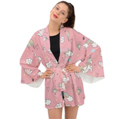 Cute-unicorn-seamless-pattern Long Sleeve Kimono by Salman4z