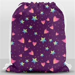 Colorful-stars-hearts-seamless-vector-pattern Drawstring Bag (large) by Salman4z