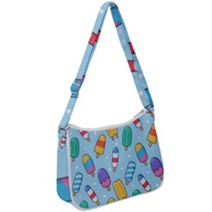 Cute-kawaii-ice-cream-seamless-pattern Zip Up Shoulder Bag by Salman4z