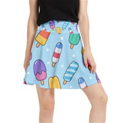 Cute-kawaii-ice-cream-seamless-pattern Waistband Skirt by Salman4z