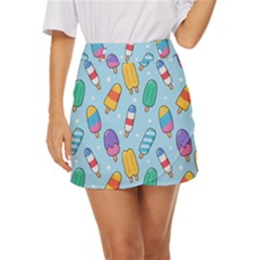 Cute-kawaii-ice-cream-seamless-pattern Mini Front Wrap Skirt by Salman4z