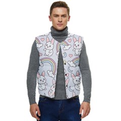 Seamless-pattern-with-cute-rabbit-character Men s Short Button Up Puffer Vest	 by Salman4z