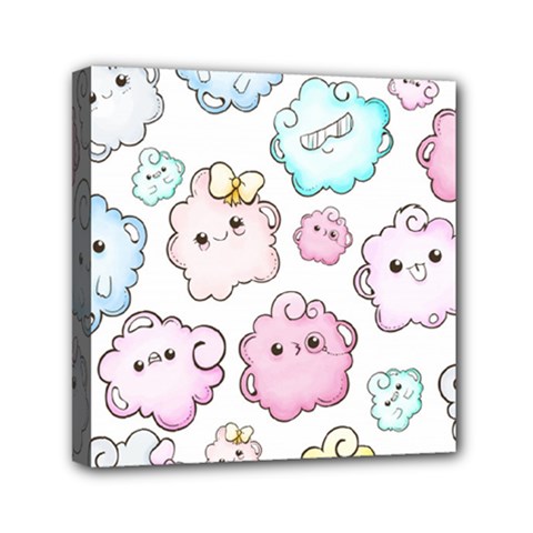 Cute-doodle-cartoon-seamless-pattern Mini Canvas 6  X 6  (stretched) by Salman4z