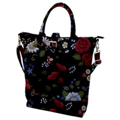 Floral-folk-fashion-ornamental-embroidery-pattern Buckle Top Tote Bag by Salman4z