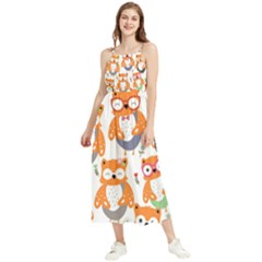 Cute-colorful-owl-cartoon-seamless-pattern Boho Sleeveless Summer Dress by Salman4z