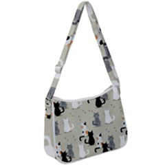 Cute-cat-seamless-pattern Zip Up Shoulder Bag by Salman4z