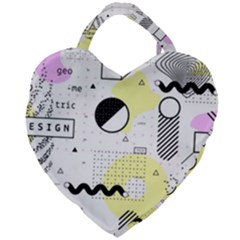 Graphic-design-geometric-background Giant Heart Shaped Tote by Salman4z