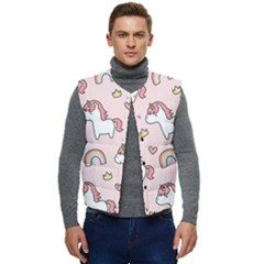 Cute-unicorn-rainbow-seamless-pattern-background Men s Short Button Up Puffer Vest	 by Salman4z