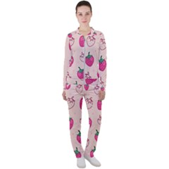 Seamless-strawberry-fruit-pattern-background Casual Jacket And Pants Set by Salman4z