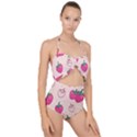 Seamless-strawberry-fruit-pattern-background Scallop Top Cut Out Swimsuit View1