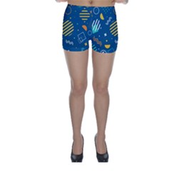 Flat-design-geometric-shapes-background Skinny Shorts by Salman4z