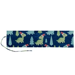 Cute Dinosaurs Animal Seamless Pattern Doodle Dino Winter Theme Roll Up Canvas Pencil Holder (l) by pakminggu