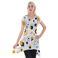 Flat Geometric Shapes Background Short Sleeve Side Drop Tunic by pakminggu