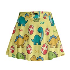 Seamless Pattern With Cute Dinosaurs Character Mini Flare Skirt by pakminggu