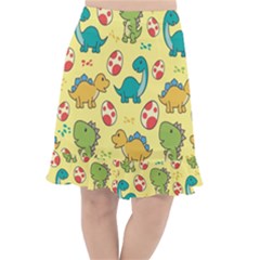 Seamless Pattern With Cute Dinosaurs Character Fishtail Chiffon Skirt by pakminggu