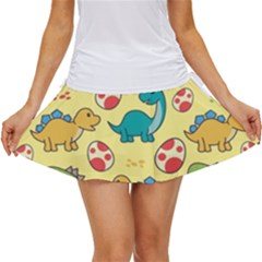 Seamless Pattern With Cute Dinosaurs Character Women s Skort by pakminggu