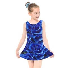 Blue Roses Flowers Plant Romance Blossom Bloom Nature Flora Petals Kids  Skater Dress Swimsuit by pakminggu