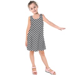 Black And White Checkerboard Background Board Checker Kids  Sleeveless Dress by pakminggu